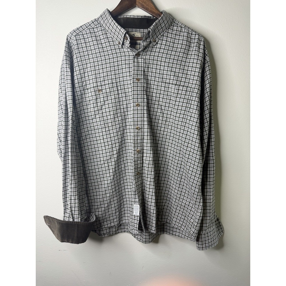 Mens Genteal Cotton L/S Plaid Flannel Plaid Check Button Down -‎ Black/Gray, XXL